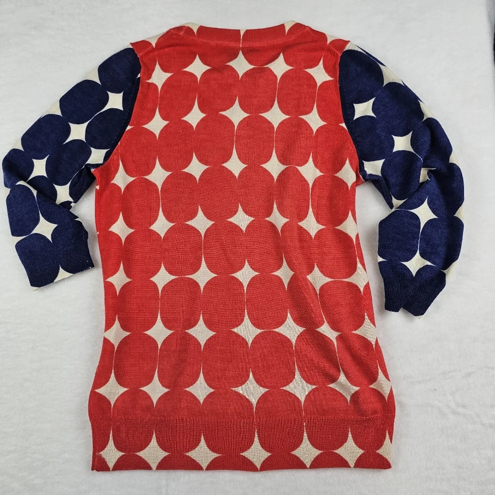 J.Crew Merino Wool Sweater M Red White Blue‎ 4th Celebration Work Office